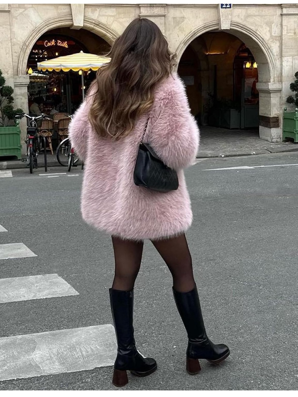 Women's Pink Faux Fur Coat - Elegant Plush Winter Jacket
